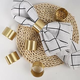 Solid Brass Napkin Rings Set of 6 Natural Brass Color Ring Retro Style D...