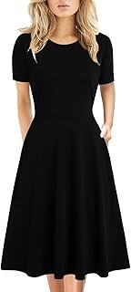 Women's Elegant Knee Length Dresses Vintage 50s Office Casual Floral Pri...