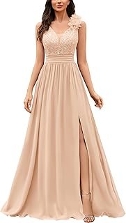 Women's Vintage V-Neck Sleeveless Sequined Split Formal Evening Maxi Dress
