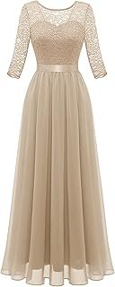 Women Long Sleeve Formal Party Dress Lace Wedding Guest Maxi Dresses Ele...