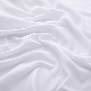 VACVELT White Chiffon Fabric by The Yard, 60 Inch Wide Chiffon Sheer Fab...