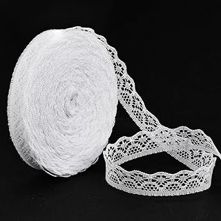 VGOODALL 30 Yards White Lace Ribbon Roll, Lace Trim Sewing Crafts Lace f...