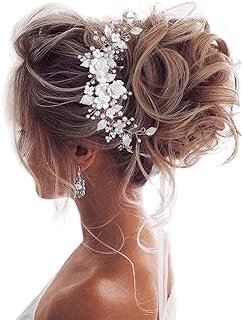 Unicra Flower Bride Wedding Hair Vine Pearl Bridal Hair Piece Leaf Hair ...