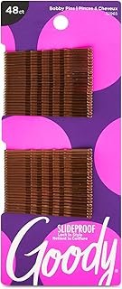 Goody SlideProof Bobby Pins, 48 Ct, Brunette Brown, High Gloss Bobby Hai...