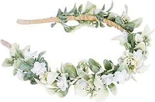 Green Leaf Flower Crowns - Bohemian White Floral Headpiece Bridal Flower...