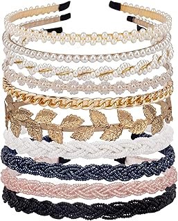 LYroo Pearl Headbands Beaded Headband Metal Head Bands No Slip Hair Acce...