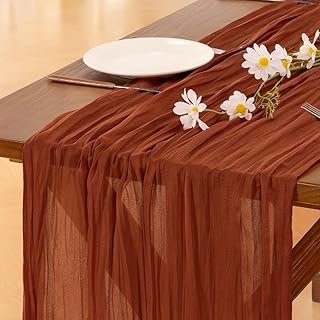 Socomi Fall Table Runner Terracotta Cheesecloth Gauze Burnt Orange Boho ...