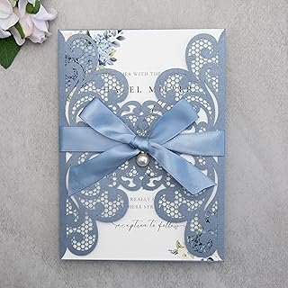 20Pcs 5.12x7.09'' Laser Cut Wedding Invitation Cards With Envelopes Rhin...