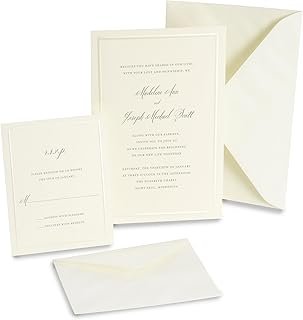 Gartner Studios 61007 Invitation Kit, Ivory, Pearl Foil Border
