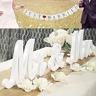 VIOPVERY Mr and Mrs Sign for Wedding Table,Large White Mr and Mrs Sign,W...