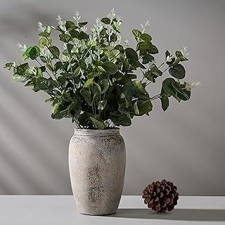 8.2 Inch Ceramic Vase, Terracotta Rustic Vase Farmhouse Decorative Vase ...