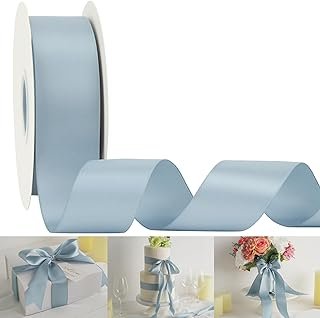 HUIHUANG Slate Blue Ribbon 1-1/2 inch Double-Faced Satin Ribbon 50 Yards...