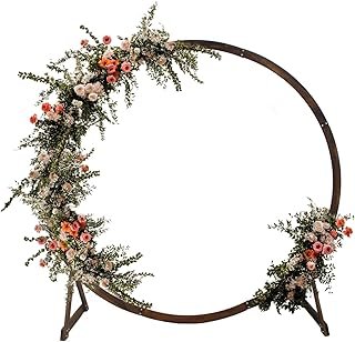 7.5FT Circle Wood Arch for Wedding Ceremony Arbor Backdrop Stand for Gar...