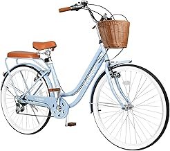 26 Inch Beach Cruiser Bike for Women, Hybrid Womens Bike with 7 Speed, A...