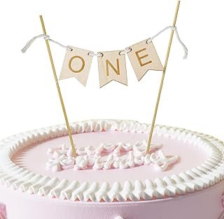 Wood One Cake Topper, 1st Birthday Cake Bunting Handmade Wooden Cake Top...