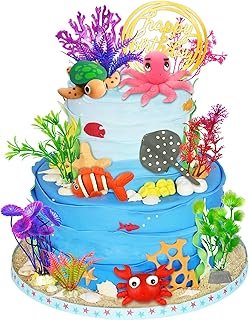16 PCS Sea Ocean Cake Toppers Under the Sea Ocean Animals Birthday Cake ...