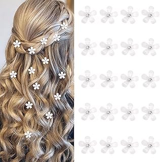 YISSION 20Pcs Mini White Rhinestone Flower Hair Clips, Decorative Weddin...