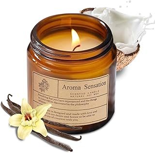 Organic Coconut Vanilla Candles - Non Toxic Soy Candles for Home, Stress...