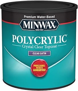 Minwax 233334444 Polycrylic Protective Wood Finish, Clear Satin, ½ Pint