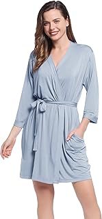Lightweight Travel Jersey Robe Bamboo Viscose Short Thin Bathrobe for Women