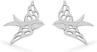Jewelry Sterling Silver Flying Bird Stud Earrings