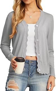 Women's Long Sleeve V-Neck Button Down Cardigan Knit Shrugs Sweater