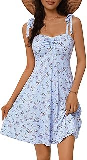 Women's Spring Sweetheart Neckline Tie Strap Summer Sundresses Sleeveles...