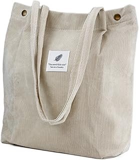 Corduroy Tote Bag Cute Tote Bags for Women Shoulder Bag with Inner Pocke...