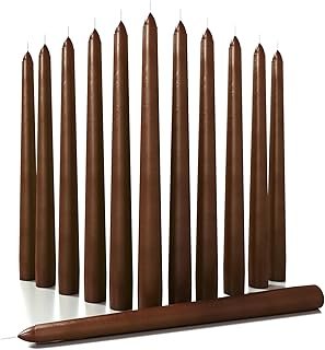CANDWAX 10 inch Candlesticks - Set of 12 Dripless Tapered Candles - Brow...
