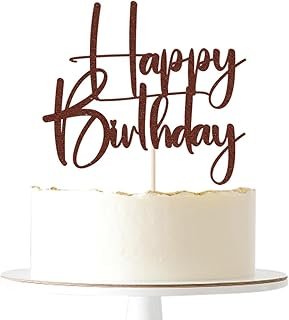 brown Happy Birthday Cake Topper, Happy Birthday Cake Bunting Deco, Baby...