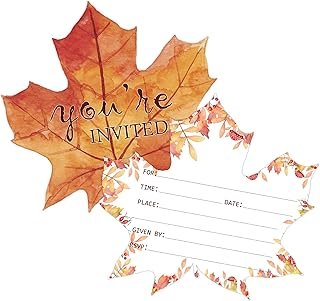 20pcs Maple Leaves Invitations With Envelopes Fill-in Party Invitation C...