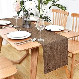 Faux Linen Double Layer Table Runner 48 Inch Long Farmhouse Rustic Short...