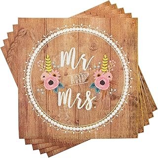 BLUE PANDA 2-Ply Mr & Mrs Paper Napkins - Farm-Style Bridal Shower Decor...