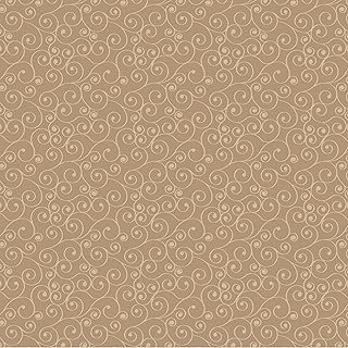 Tan Scrolls Cotton Fabric by The Yard