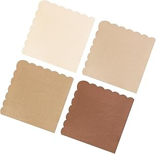 120PCS Gradient Brown Cocktail Party Napkins,Gradient Brown Scalloped Be...