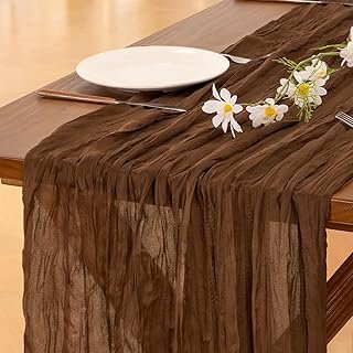 Socomi Brown Coffee Cheesecloth Table Runner Fall Thanksgiving Boho Rust...