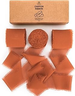Vitalizart Terracotta Handmade Chiffon Silk Ribbon Fringe 3 Rolls 1.5