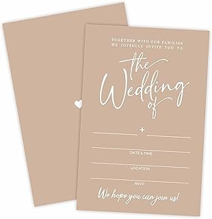 TPYEN Wedding Invitations - Minimalism Brown - 25 Wedding Invites With E...
