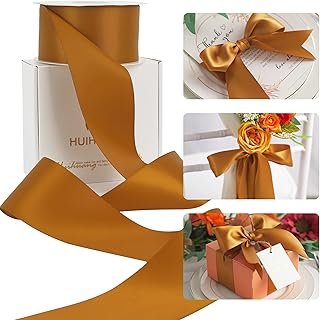 HUIHUANG Copper Satin Ribbon 2 Inch Wide Double Face for Flower Bouquet ...