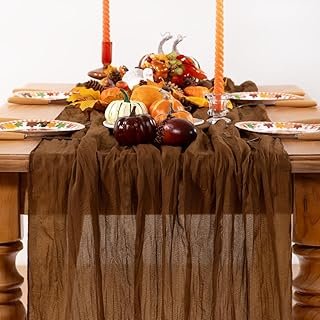 Brown Cheesecloth Table Runner Tan Fall Table Runner Boho Gauze 120 Inch...