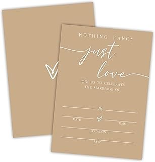Wedding Invitations - Minimalism Brown - 25 Pcs Double Sided Wedding Inv...