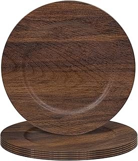 MAONAME Round Charger Plates Set of 6, 13 Inch Brown Charger for Dinner ...