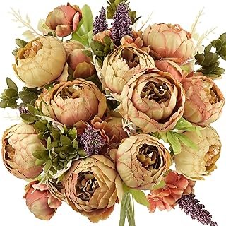 FiveSeasonStuff Vintage Artificial Peonies Silk Peony Flowers and Hydran...