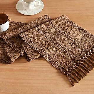 ZeeMart Macrame Style Boho Table Runner, Brown Table Runners 72 Inches L...