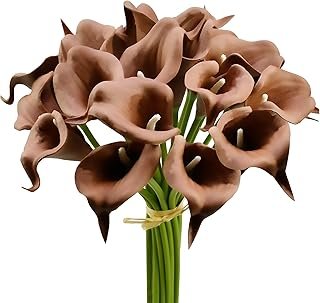 Mandy's PU Brown Calla Lily Artificial Flowers 20 Stems 13.5in Faux Real...