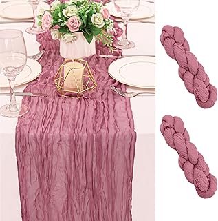2 Pack 120 Inch Dusty Rose Cheesecloth Table Runner Boho Rustic Gauze Sh...