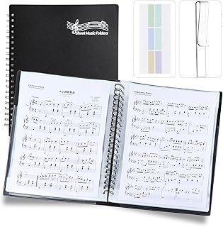 Piano Sheet Music Folder Organizer: 40 Plastic Sleeves Display 80 Pages ...
