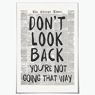 Black and White Retro Newspaper Wall Art Trendy Inspirational Quote Post...