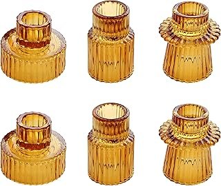 Vixdonos Taper Glass Candlestick Holders Tealight Candle Holders for Tab...