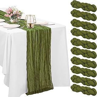 10 Pack Olive Green Cheesecloth Table Runner 6FT Boho Gauze Fabric Table...